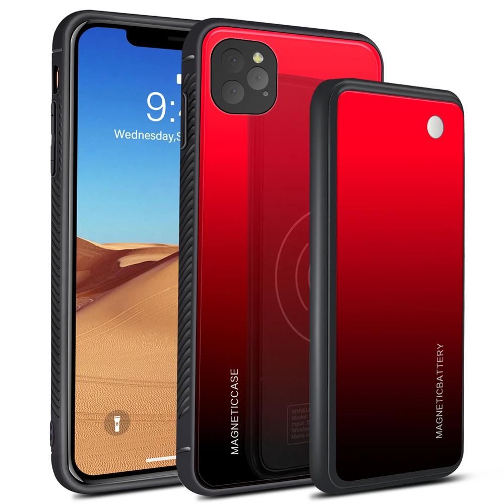 

Чехлы для аккумуляторов с беспроводной зарядкой для iPhone 11 Pro Max, чехол для портативного зарядного устройства 5000 мАч, Магнитный чехол для заря...