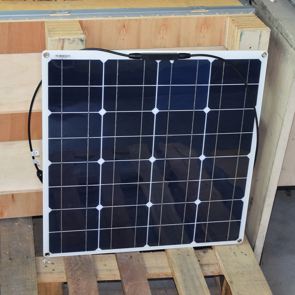 spesifikasi Panel Surya 12V 50W 100W Kit Pengisi Daya Baterai Surya Fleksibel Sistem Rumah Fotovoltaik Untuk Mobil Perahu Van Memancing Berkemah Perjalanan PV