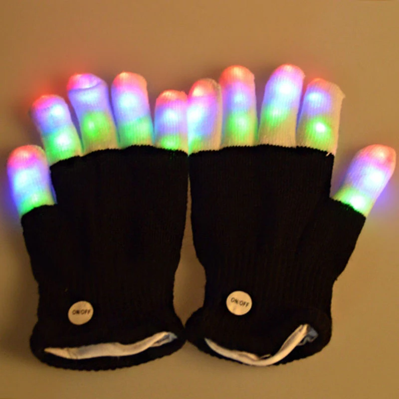 

1 PC Emitting Glove Halloween Gloves Gift Hot LED Rave Flashing Glove Glow 7 Mode Light Up Finger Tip Lighting