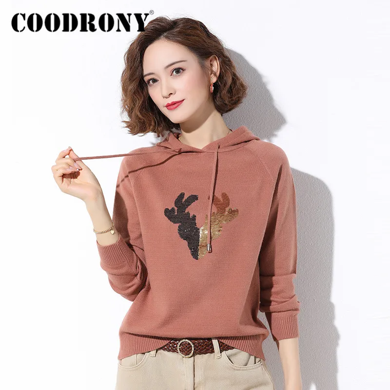 

COODRONY Brand 2020 Autumn Winter Casual Soft Knitwear Jumpers Women Link Shoulder Sleeve Pullover Slim Sweaters Female W1079
