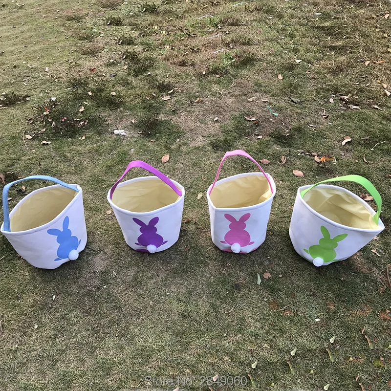 1 шт Пасхальный кролик корзина Монограмма холст ведра сумка DIY милое пасхальное