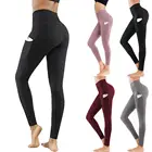 Женские штаны для фитнеса и йоги, облегающие брюки с эффектом push-up, быстросохнущие эластичные уличные спортивные Леггинсы для бега с карманом