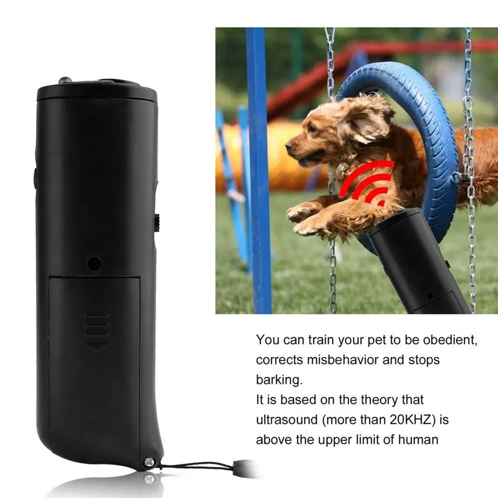 

Pet Dog Repeller Anti Barking Stop Bark Training Device Trainer 3 in 1 Anti Barking Ultrasonic Without Battery