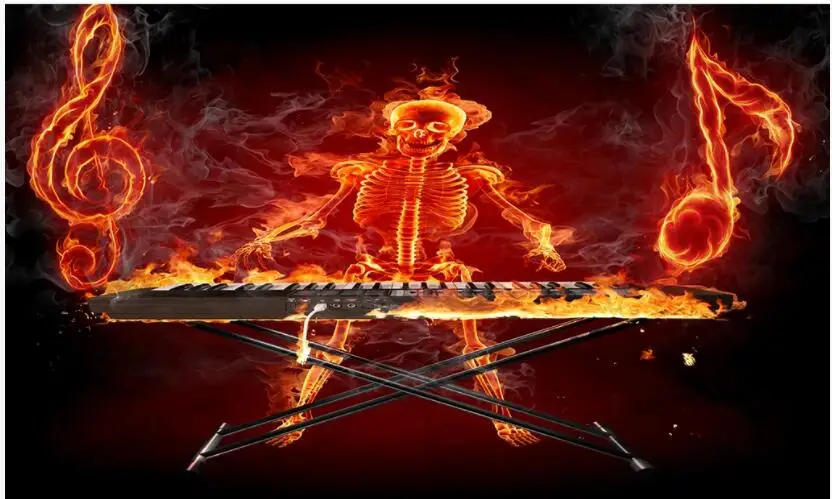 3D-обои WDBH для комнаты под заказ фотообои с изображением огня ноты гитары