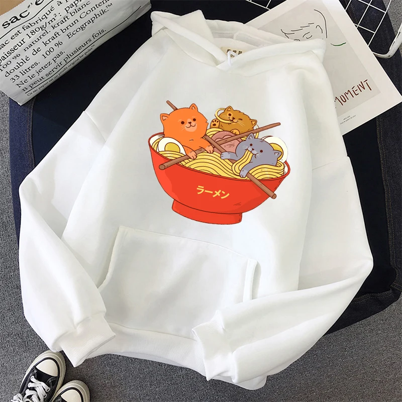 

Ramen and cats sweatshirt clothes women hip hop pink Hoodies new Unisex Fashion Long Sleeve Pullovers female ulzzang aesthetic