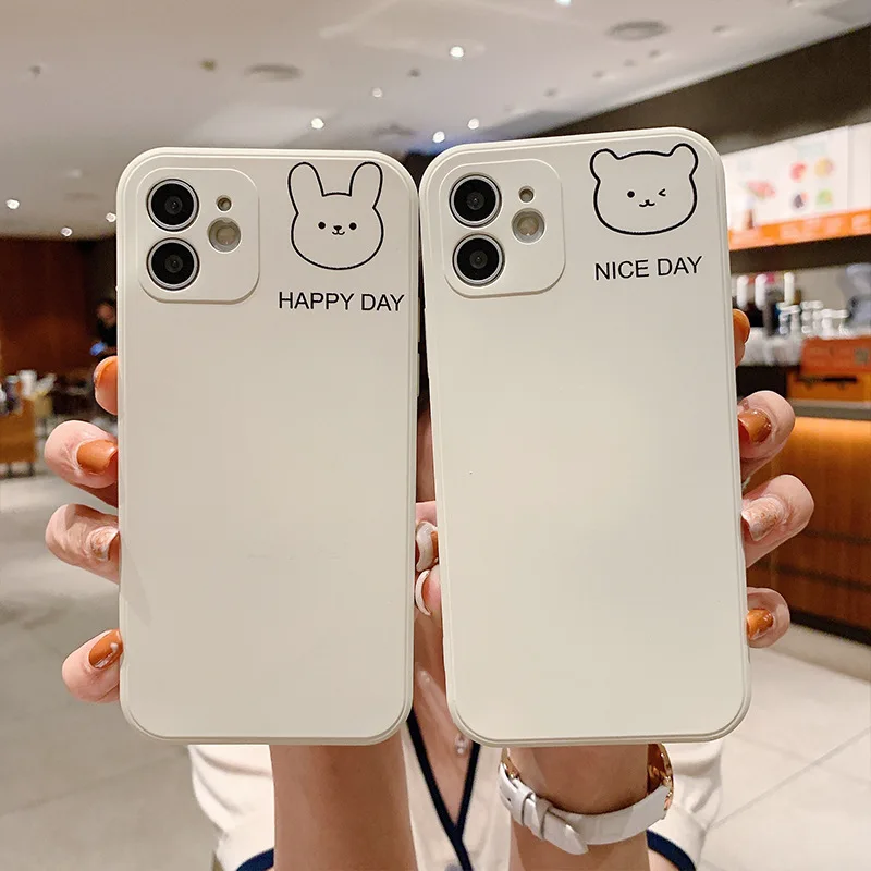 

PUNQZY Simple Animal Painting Soft TPU Phone Case For iPhone 13 12 11 PRO X MAX XR XS 6 8 7 PLUS Color Drop Protection Cover