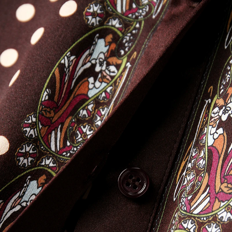 

Spring Autumn Real Silk Women's Satin Shirt Elegant Turn-down Collar Long Sleeve Casual Shirts Office Lady Dot Print Blouse Tops