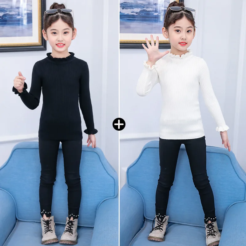 Модные вязаные свитера для девочек Пуловеры Сезон осень-зима Теплая детская