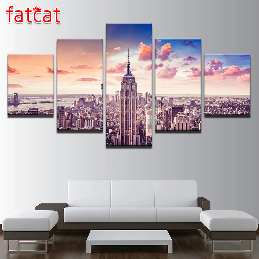 Набор для алмазной вышивки закат Нью Йорк 5 шт.|Алмазная мозаика и вышивка| |