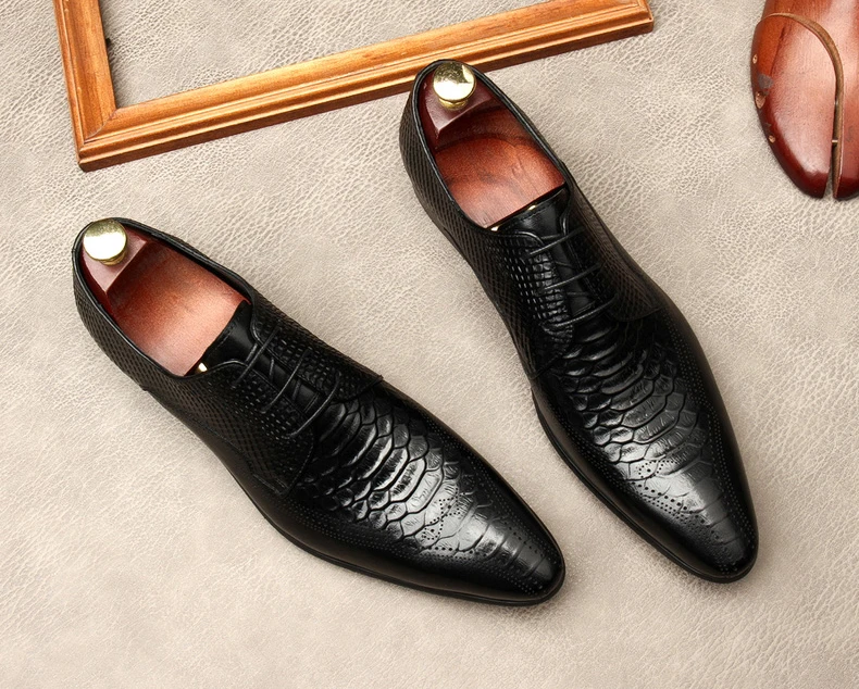 

Genuine Leather Wedding Dress Shoes Men Black Italian Business Shoes Lace Up Formal Luxury Elegant Party Oxford Shoe Size 11 12