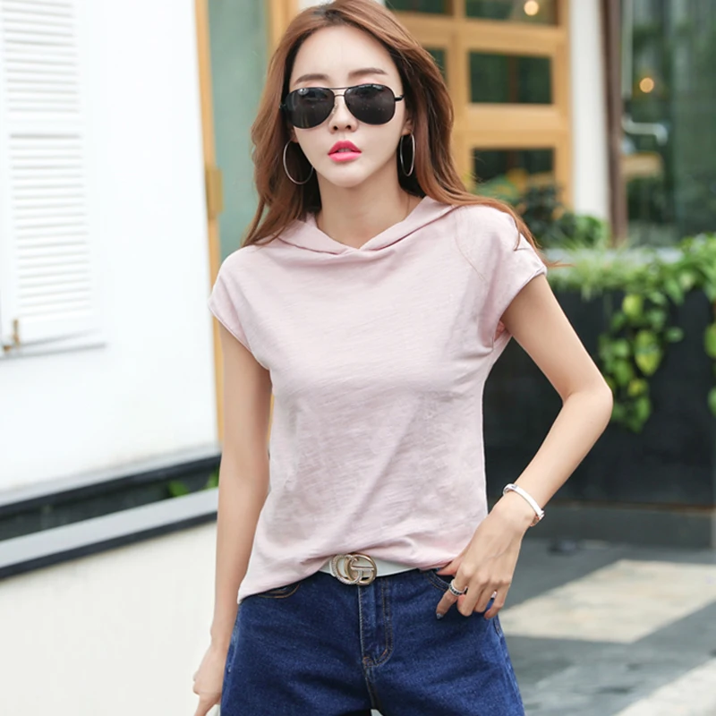 Camisas Femininas 2021 футболка с капюшоном женская коротким рукавом летние топы Vetement Femme