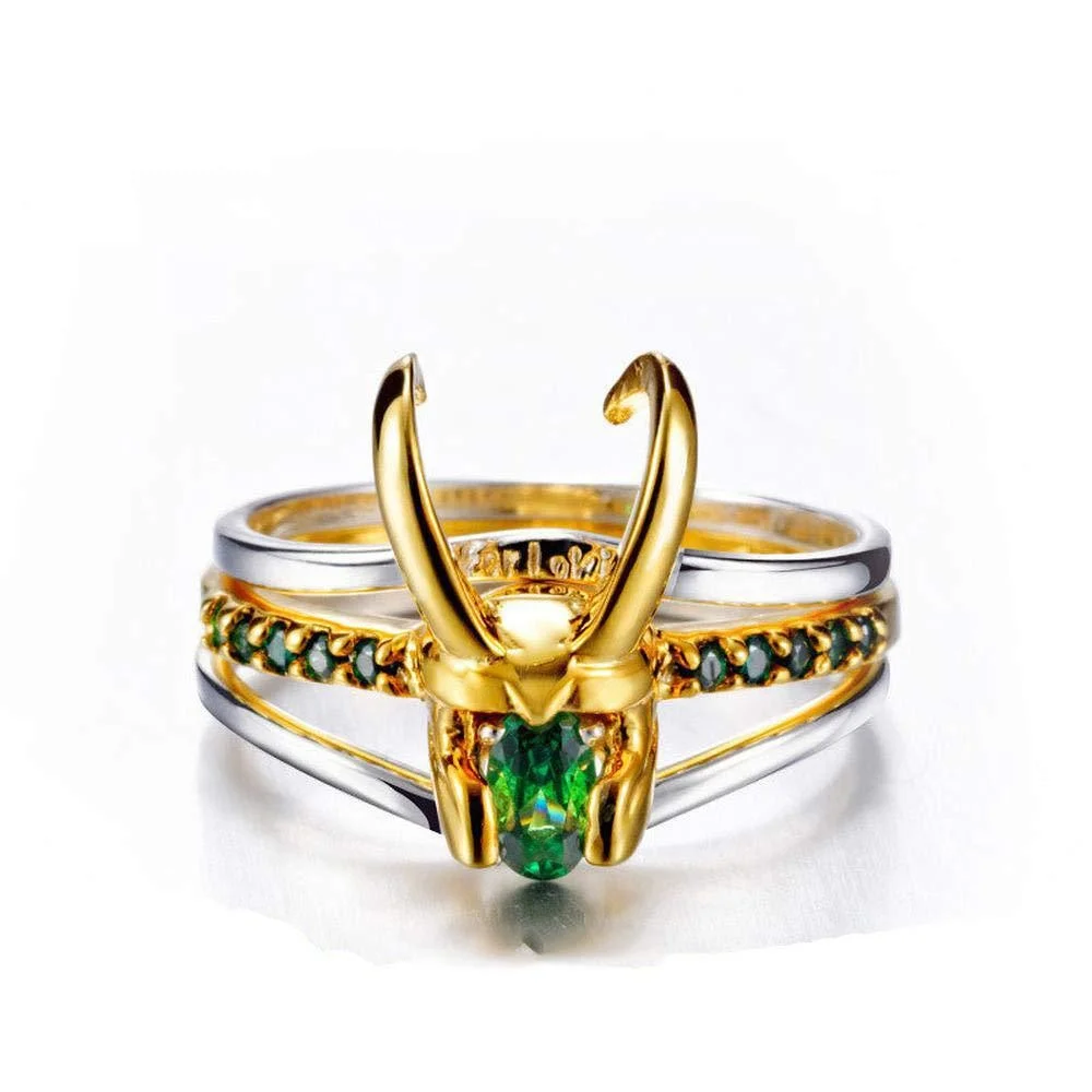 

Movie Thor Loki Ring Superhero Helmet Pack 3 Stacking Metal Plating Cosplay Charm Jewelry Prop Valentine's Day Gift