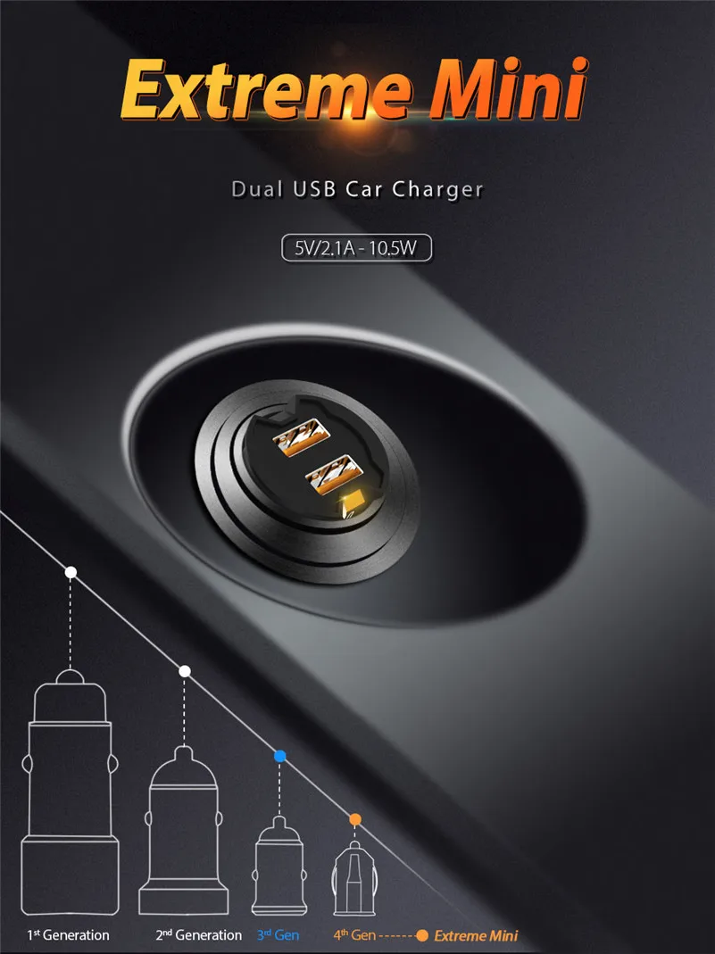 Маленькое автомобильное зарядное устройство mi ni для xiaomi 9 8 9t cc9 x 3 2s max redmi note 7 6 5 pro