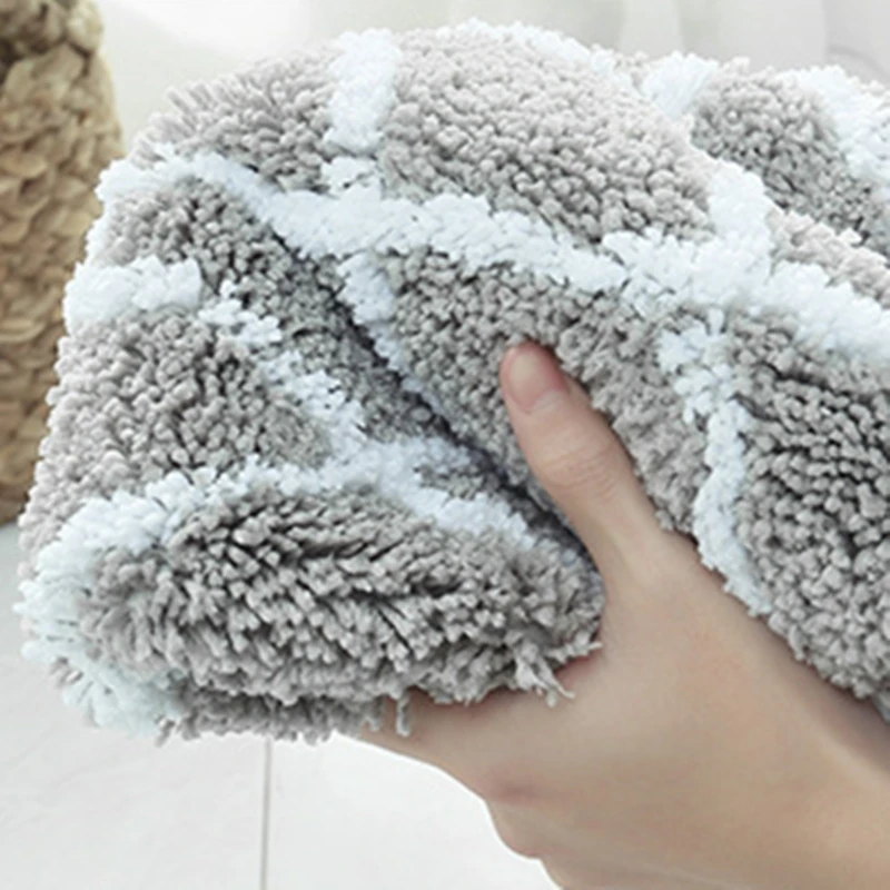 

Plain Diamond Flocking Home Entrance Mat Bathroom Bedroom Door Rugs Non-slip Anti-slip Foot Pad