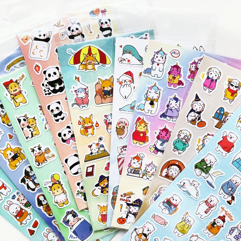 

1 лист мультяшная панда щенок коров наклейка DIY Руководство украшение для телефона наклейка для книги компьютера чашки
