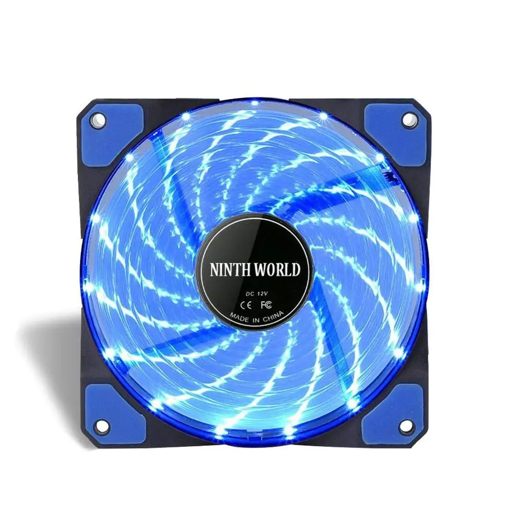 1 pcs Blue fan 120 мм ПК компьютер 16 дБ Ультра тихий 15 светодиодов чехол вентилятор Радиатор охлаждения ж/Антивибрационная резина, 12 см вентилятор, 12В DC 3P IDE 4pin - Цвет лезвия: 1 pcs Blue fan