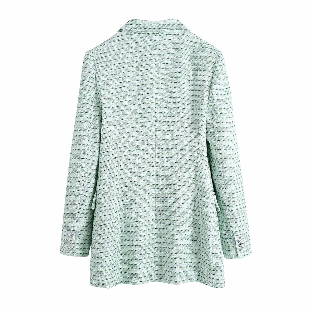 Женский твидовый комплект из двух предметов XEASY зеленый винтажный офисный