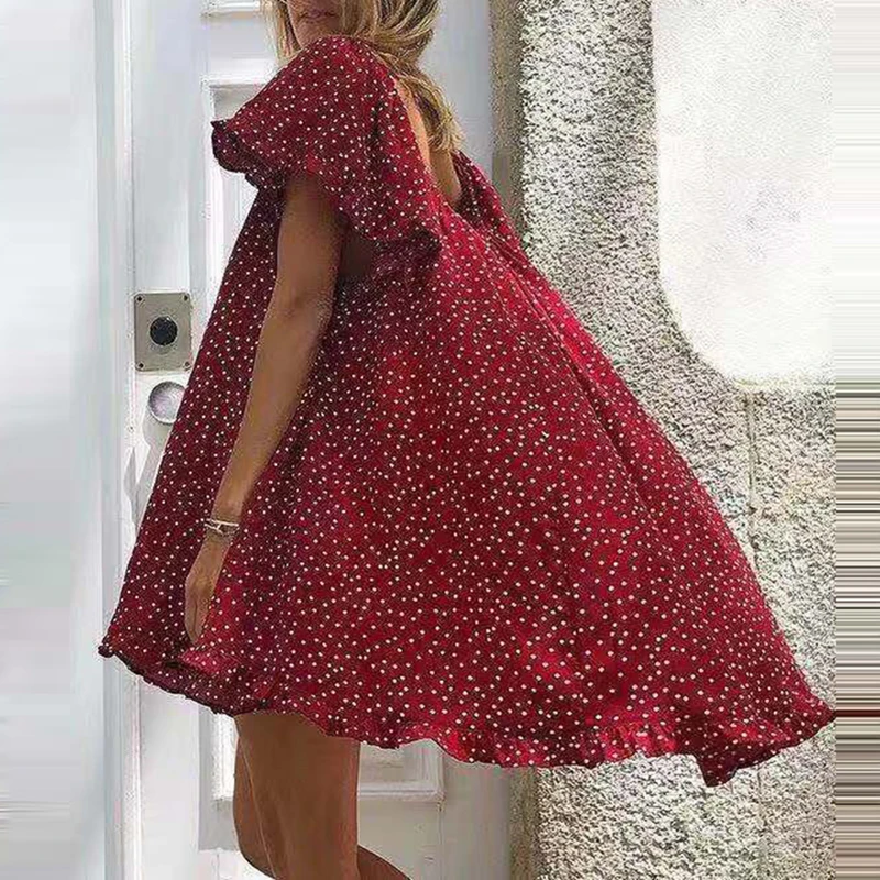 

Summer Fashion Women New O Neck Sexy Backless Printed Casual Short Sleeves Dress Elegant Slim Beach Holiday Party Lady Vestidos