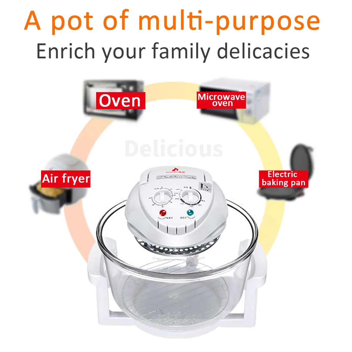 

17L Large capacity Convection Oven Roaster Air Fryer 1300W 110V-240V Turbo Electric Cooker Multifunction Infrared Oven
