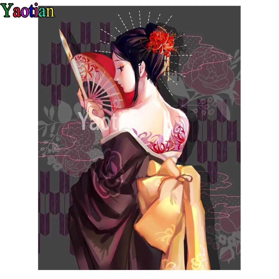 

5D Diy Diamond Painting Japanese Kimono Woman Full Diamond Embroidery Rhinestone Geisha Diamond Mosaic Home Decoration New