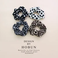 simple retro french leopard print big hair volume elastic rubber band girl ponytail headband rope ladies hair accessories