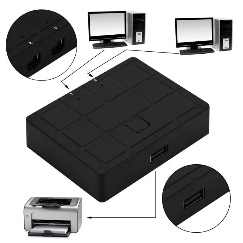 USB2.0 Hub 2In1Out USB Auto Sharing Switch Converter Splitter for PC Computer Printer Peripherals Office Home Use | Компьютеры и офис