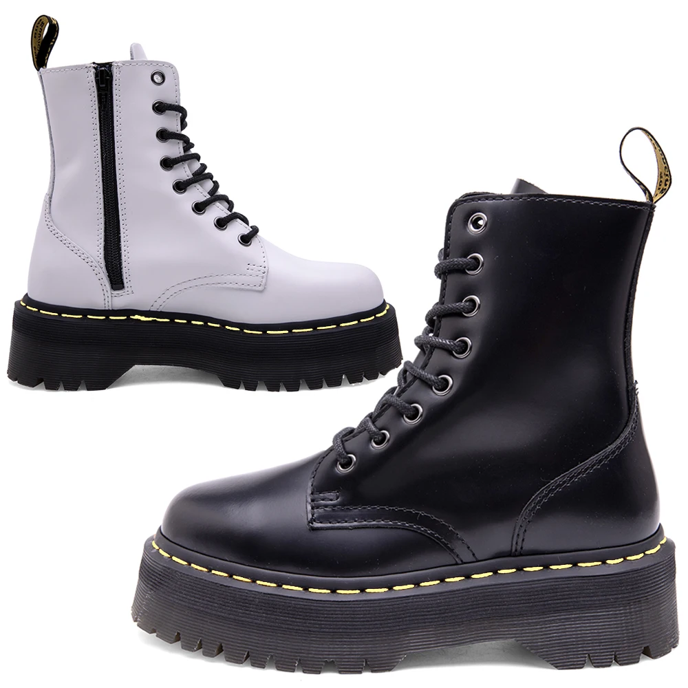 

Сапоги Martens женские на платформе, кожаные боты, обувь в стиле панк, мотоциклетные сапоги на толстой подошве