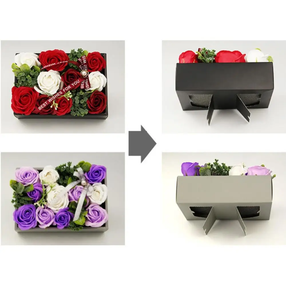 

Small Square Box Flower Bouquet Rose Flower For Valentine's Wedding Day Gifts Soap Flower Mother's Day Gift Artificial Flower