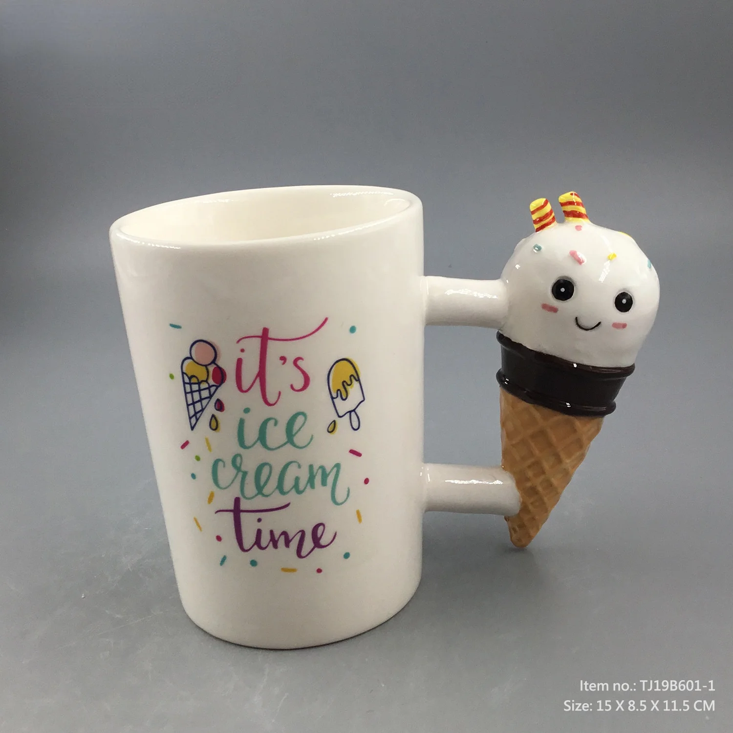 

Ceramic coffee cup water cup creative personality cup hand painted mug 3D ice cream handle ceramic mug kawaii mug