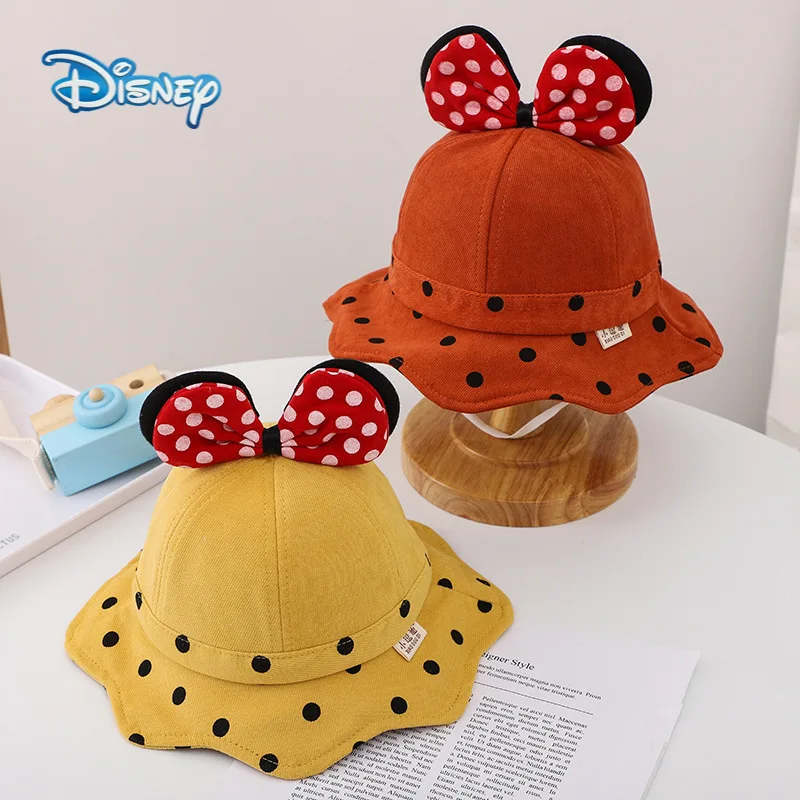 

Disney children's bucket hat girl autumn and winter princess cute Mickey bow sunshade sweet baby Women's hat winter hat