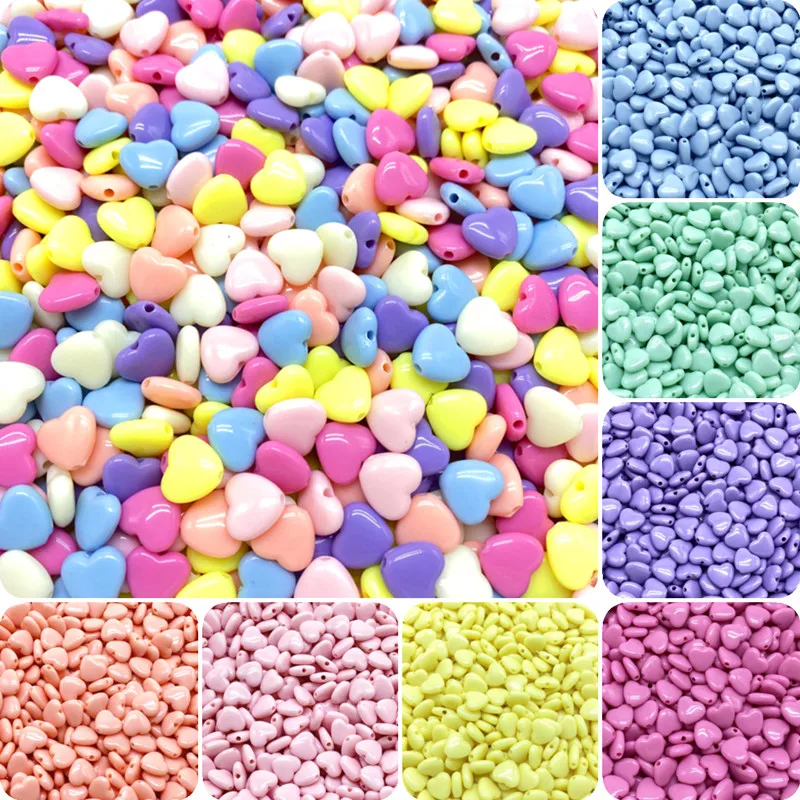 

10/12/14mm Colourful Heart Shape Acrylic Loose Spacer Beads for Jewelry Making DIY Bracelet Necklace Accessories