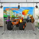 Виниловый фон для фотосъемки мальчиков с изображением грузовиков автомобилей, автомобилей, празднования дня рождения