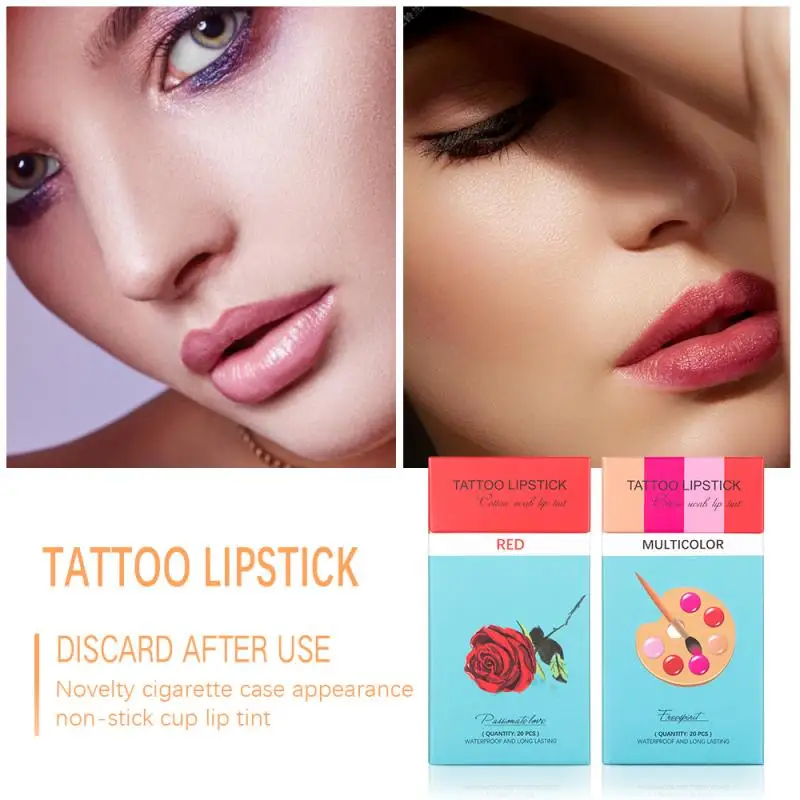 

Cigarette Box Cotton Swab Lip Glaze Disposable Lipstick Dye Lip Liquid Cotton Swab Lip Gloss Longlasting Lip Makeup TSLM1