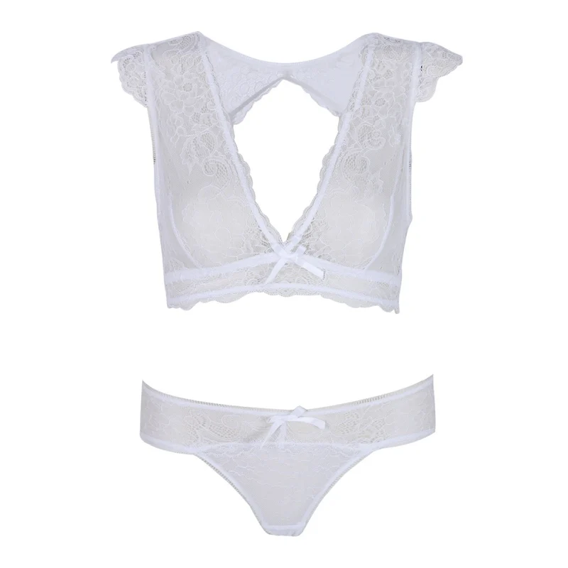 Комплект женского сексуального нижнего белья с цветочной вышивкой кружевные