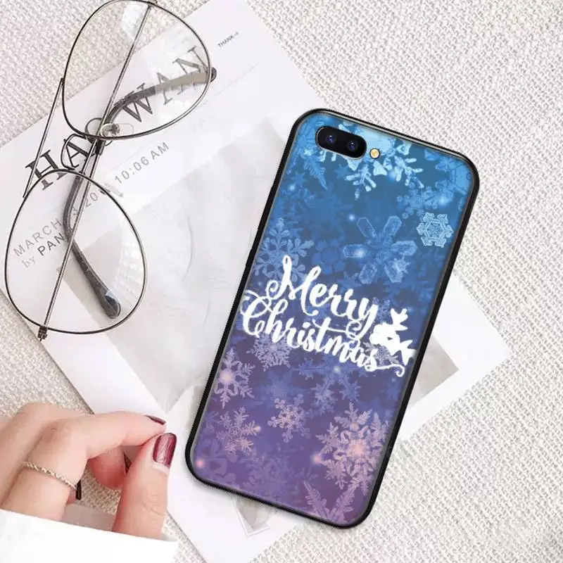 

snowflake Christmas Text design shine Phone Case For OPPO R9 R11 R15 R17 RENO Realme S PLUS Normal 2z 3 5 C2 pro