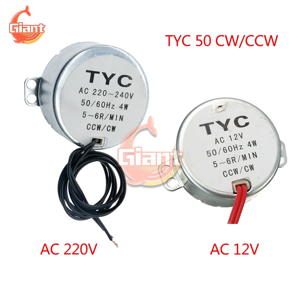 

Pro TYC-50 AC 12V AC 220-240V 50/60Hz Stable Synchronous Motor 5/6RPM Robust Torque 4W CW/CCW for Microwave Turntable Fan