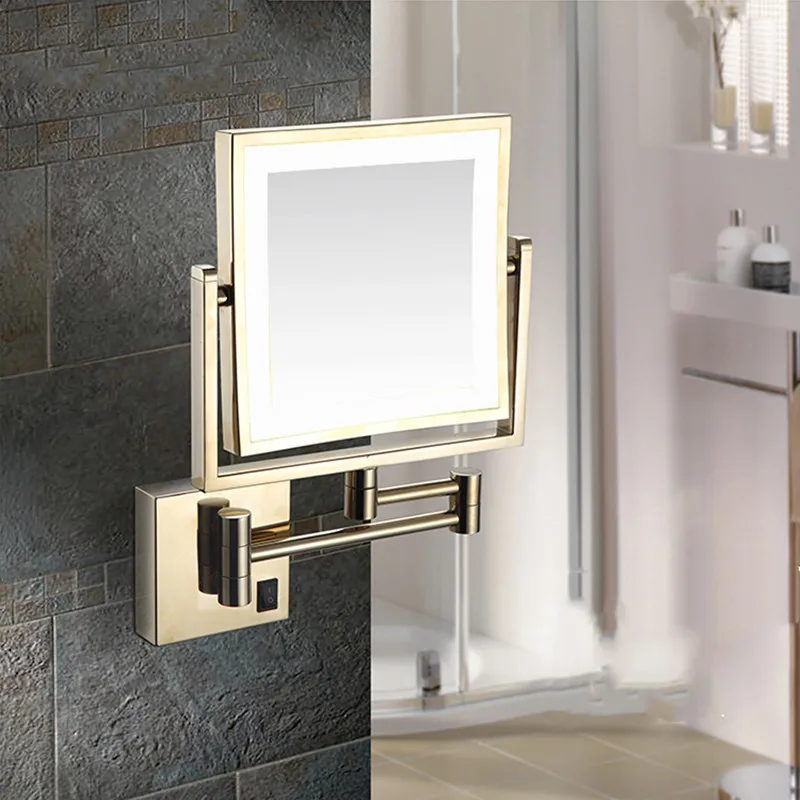 WZLY зеркала для макияжа черный латунный СВЕТОДИОДНЫЙ удлиняющийся Складной