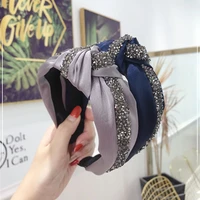 new arrived bling glitter knot headband plain color satin silk fabric simple hairband women hair accessories hairbands for girls