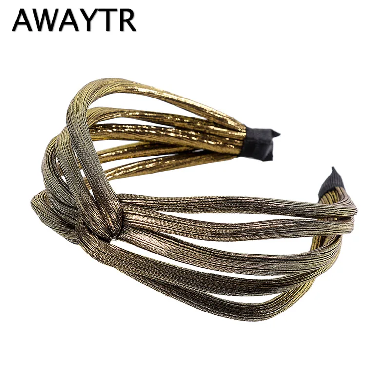 AWAYTR Горячая новинка Корейская блестящая ткань полые широкая головная повязка для женщин простая повязка на голову женские волосы петли аксессуары для волос