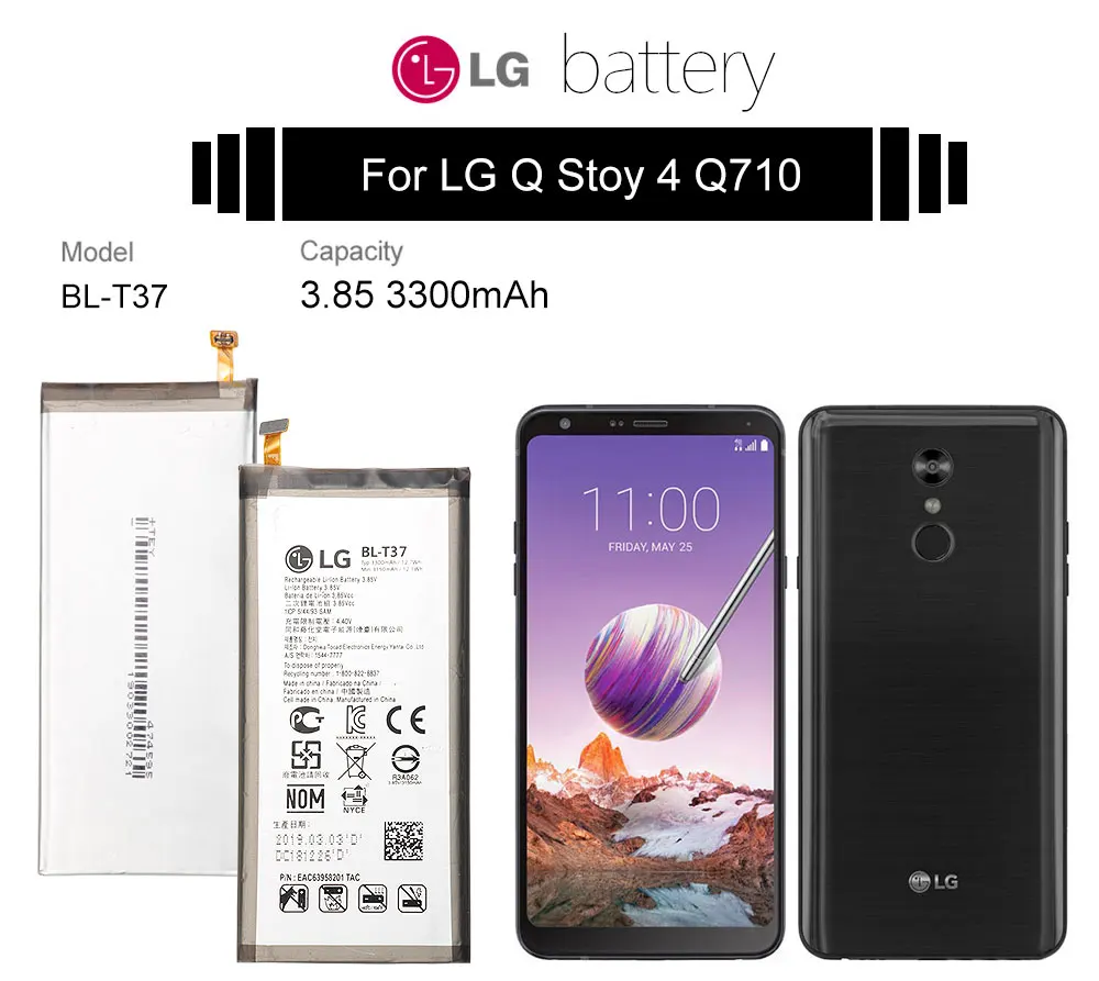 LG оригинальные запасные телефон Батарея BL-T37 для LG Q Stylo 4 Q710 Q710MS LM-Q710CS LM-Q710MS 3300 мАч аккумулятор батареи сотового телефона