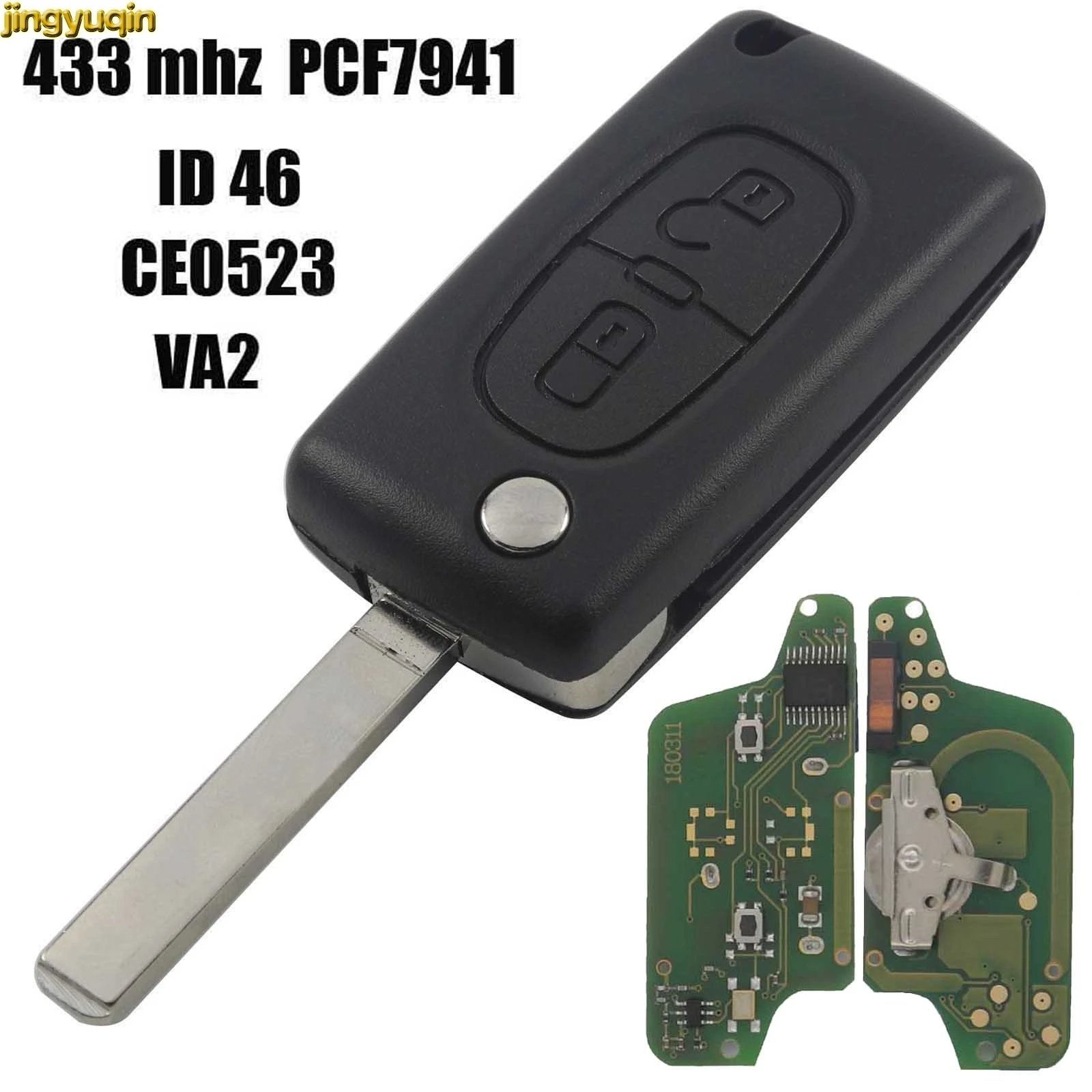 Jingyuqin оболочки PCF7941 чип 433 МГц ID46 для peugeot 107 207 307S 308 607 Citroen C2 C3 C4 C5 C6 CE0523 VA2 флип