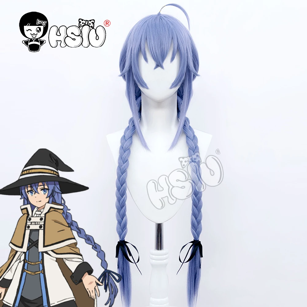 

Roxy Migurdia Cosplay Wig Anime Mushoku Tensei Jobless Reincarnat「HSIU 」Fiber synthetic wig Light Indigo Double Braid Long Hair