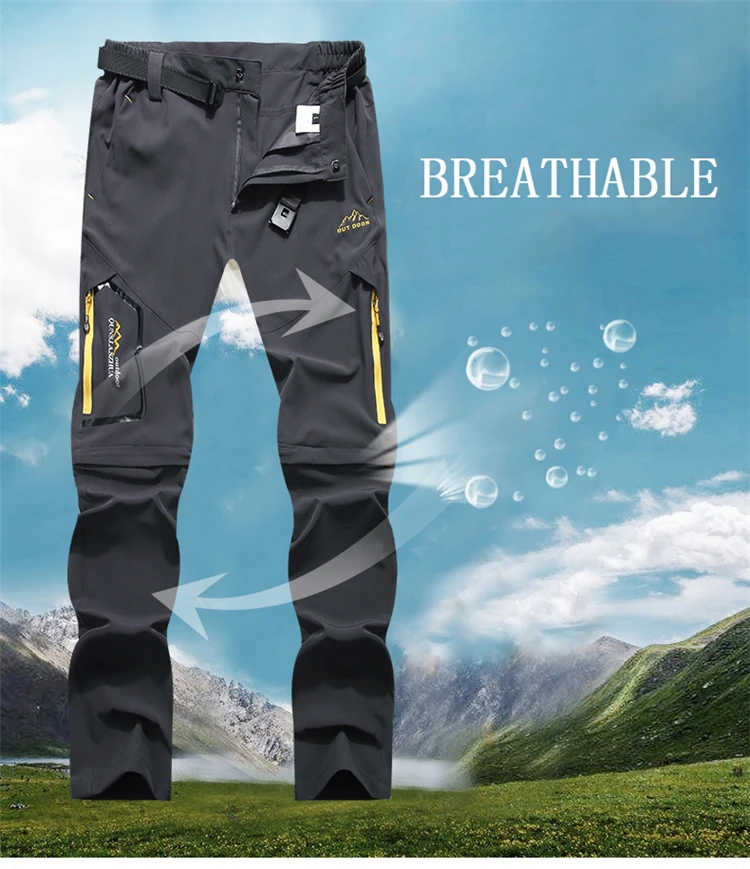 JACKSANQI Men's Summer Quick Dry Hiking Removable Pants Outdoor Sports Man Camping Fishing Climbing Trekking Male Trousers RA345