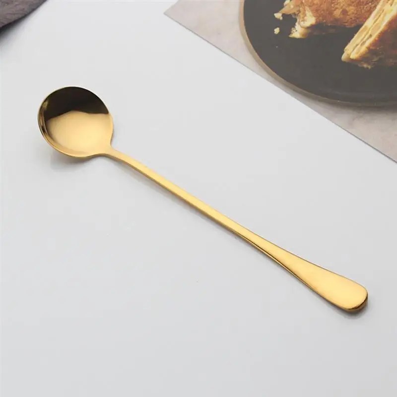 

4pcs Long Handle Stainless Steel Kitchen Spoon Mixing Spoon For Coffee Ice Cream