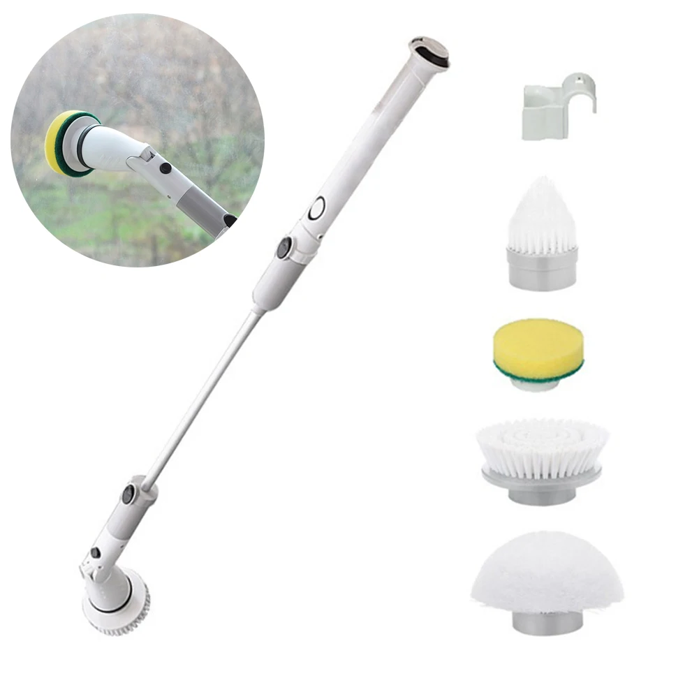 Electric Cleaning Turbo Scrub Brush Adjustable Waterproof Cleaner Long Handle Cordless Rotating Scrubber Bathroom | Дом и сад