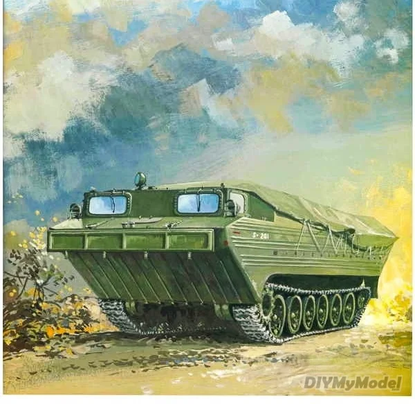 DIYMyModeI-tanque ruso PTS crawler, veh&iacute;culo anfibio, KIT de modelo de papel artesanal, rompecabezas de juguete hecho a mano, regalo, accesorios de pel&iacute;cula-0