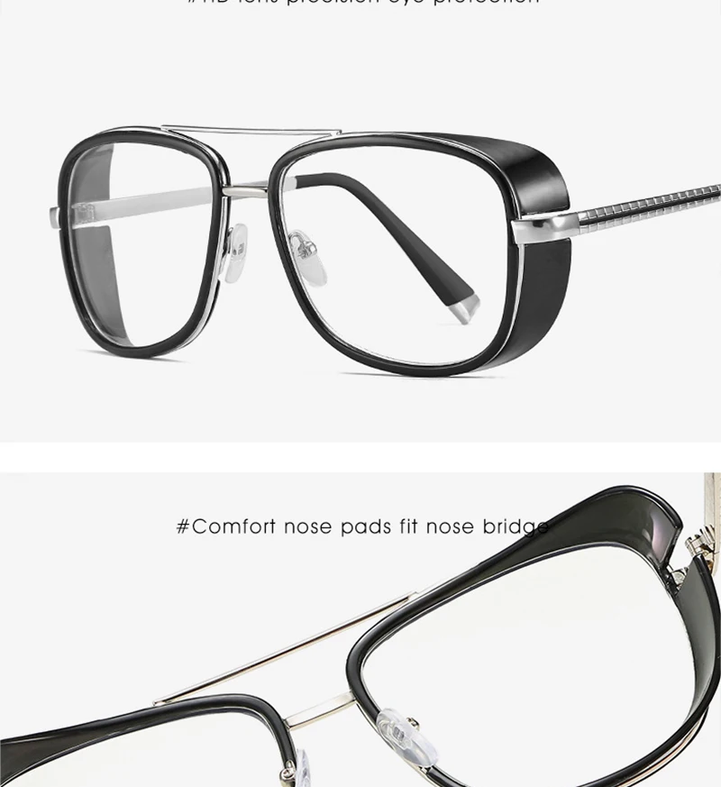 Psacss Vintage PUNK Sunglasses Men Women Tony Stark Iron Man Fashion High Quality Sun Glasses For Driving Outdoor Gafas de sol