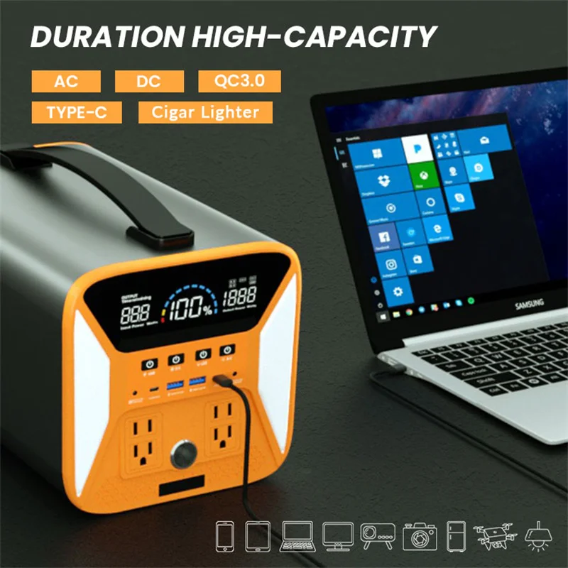 Dustproof 1100WH Portable Power Station Generator 1000W 297600mAh Ultral Capacity Mobile Power Bank Camp Outdoor Camping /Rescue