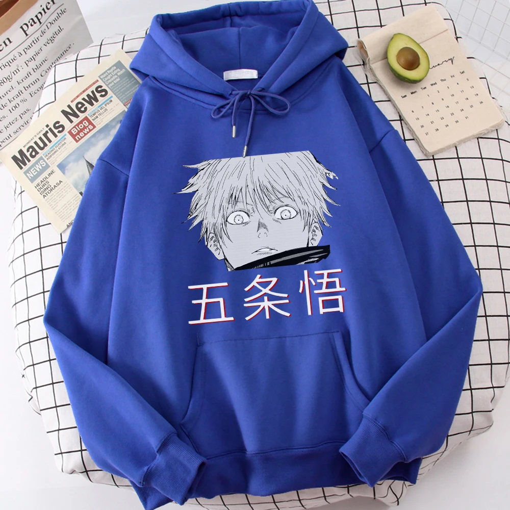 

Satoru Gojo Jujutsu Kaisen Print Hooded Men Harajuku Sweatshirts Oversized hoodie Fleece Streetwear Anime Fashion Mens Hoodie