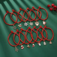 snowflake santa christmas tree red lucky bracelet braided rope bangle xmas gift